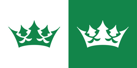 Stylized simple crown logo made of trees. Minimal nature-inspired design for eco-friendly and sustainable branding.