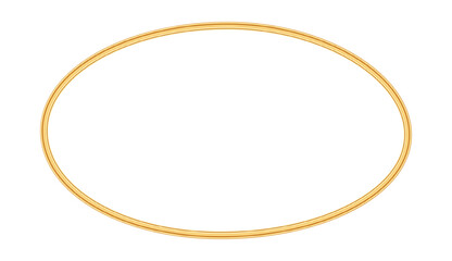 Gold oval frame. Refined ellipse profile border for certificate, award, stamp, vignette, invitation, grand opening, greeting card, christmas illustration. Luxury vector illustration for various design