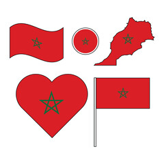 set of badges with flag of Morocco vector illustration