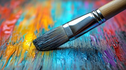 Obraz premium Vibrant brushstroke on colorful canvas
