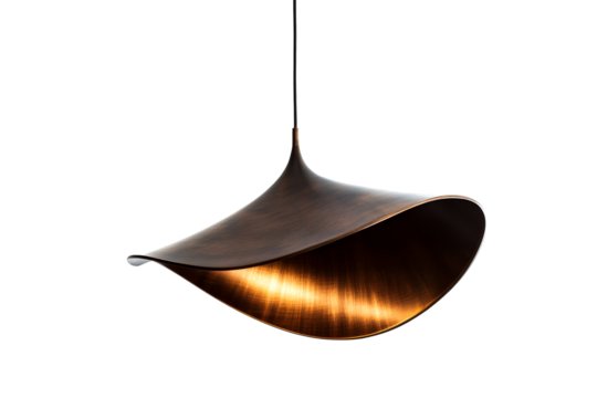 Hanging bronze pendant lamp, modern interior lighting, cut out transparent