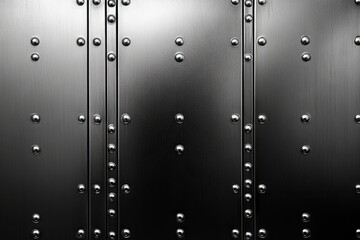 The metal wall, featuring rivets and a seamless look, exhibits a gray-toned textured surface with streaks, evidence of the wear and tear it has endured over time