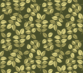 Japanese Leaf Branch Vector Seamless Pattern