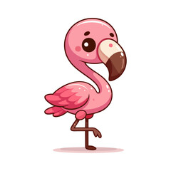 Flamingo vector, pink bird cartoon drawing, tropical summer animal character design for seamless nursery pattern, kids decor wallpaper, beach theme art print, wildlife flat illustration for home