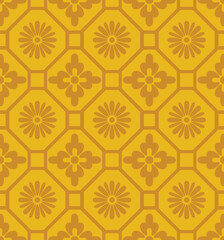 Fototapeta premium Japanese Octagon Flower Mosaic Vector Seamless Pattern