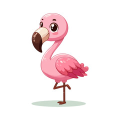 Flamingo vector, seamless tropical pink bird wallpaper, cute exotic animal drawing for kids nursery, summer theme background, beach illustration, wildlife cartoon for print and decoration design