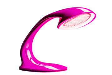 Pink LED Lamp Design, Curved Table Light Fixture, cut out transparent