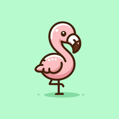 Flamingo vector, beach theme pink bird flat design, cute tropical animal illustration for nursery wallpaper, seamless pattern background, kids summer decor, wildlife drawing for fabric and poster
