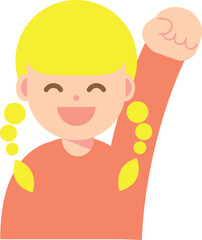 拳を上げる笑顔の女性のアイコン