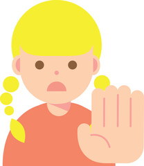 拒否する、止める女性のイラスト