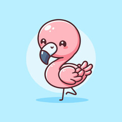 Flamingo vector, romantic tropical bird couple, pink cute love animal drawing, exotic summer character design for nursery wall art, kids room decor, seamless background pattern for valentine theme