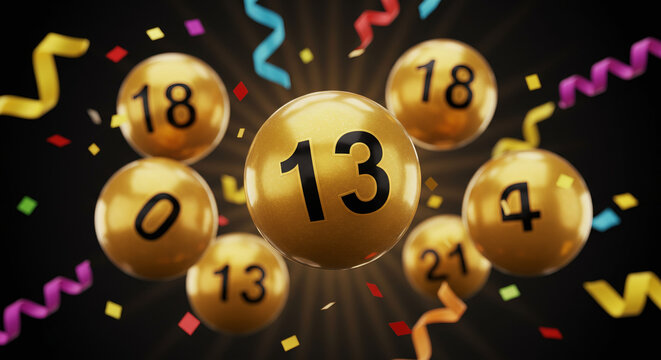 Golden Lottery Balls and Confetti Explosion – National Lottery Day Celebration