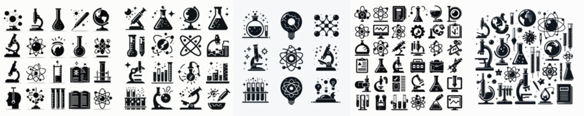 Vector set image silhouette of science