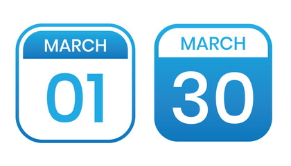 blue color daily calendar editable vector file, calendar march with shape editable date