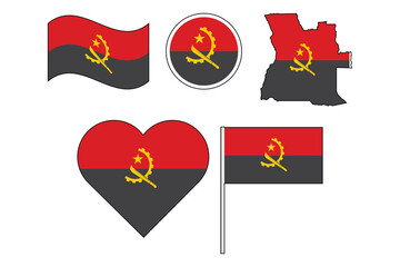 set of badges with flag of Angola vector illustration