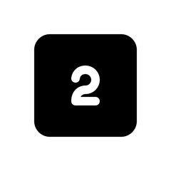 A black rounded square containing the number two in white centered in the square with rounded corners