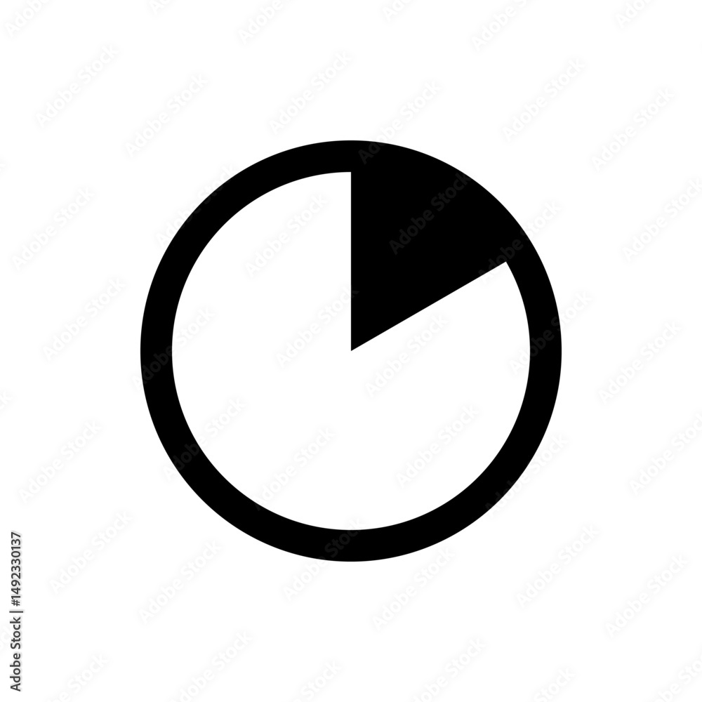 Poster a simple graphic representation of a circle with a portion filled in black creating a pie chart like