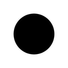 A simple depiction of a solid black circle against a plain white background with a clean and minimalist design