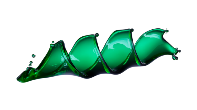 Emerald Liquid Spiral, Green Glossy Wave, Isolated, cut out transparent - Powered by Adobe