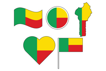 set of badges with flag of Benin vector illustration