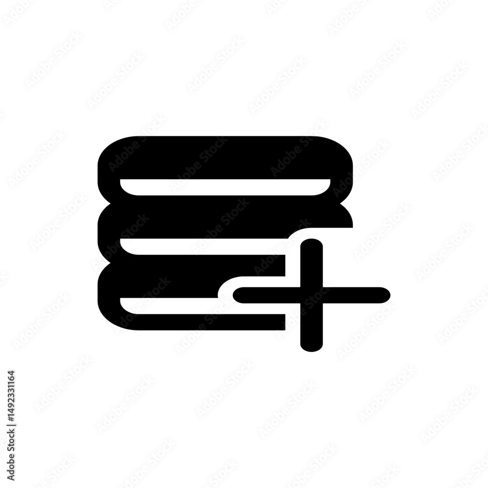 Poster stacked database icon with a plus sign overlayed to indicate adding or creating a new database entry