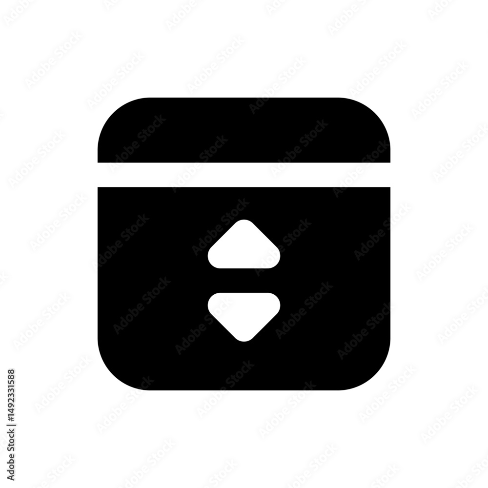 Poster black rounded square with a horizontal line and up and down arrows inside representing scrolling opt