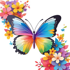 Boho Butterfly & Flowers Clipart | Digital PNG Sublimation for Spring Crafts