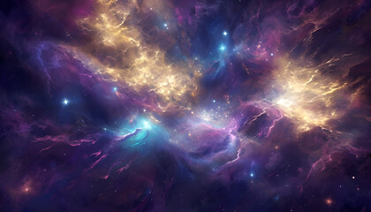 Colorful Nebula Cloud Formation in Deep Space