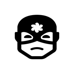 Illustration of a superhero character with a mask and a star symbol on their forehead in black and white