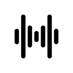 Black sound wave icon with varying heights and rounded edges representing audio visualization frequency