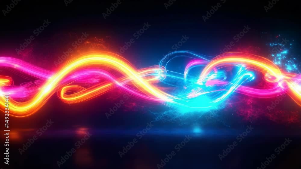 Poster glowing lines create a vibrant background with high-speed color effects emphasizing movement and ene