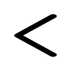 A bold black left arrow with rounded ends pointing towards the left direction on a white background view
