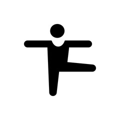 Silhouette of a person balancing on one leg with arms outstretched for stability and a round head shape