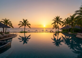 Sunset Serenity: Tropical Reflections AI Generated