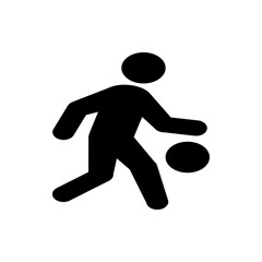 Silhouette of a person dribbling a basketball in a simple black and white vector illustration style image