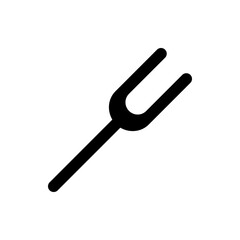 Illustration of a black tuning fork with two tines and a handle on a white background in vector format