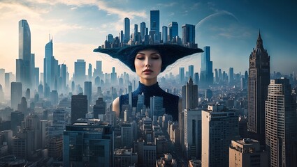 Dreamlike transformation of a woman's cityscape mind