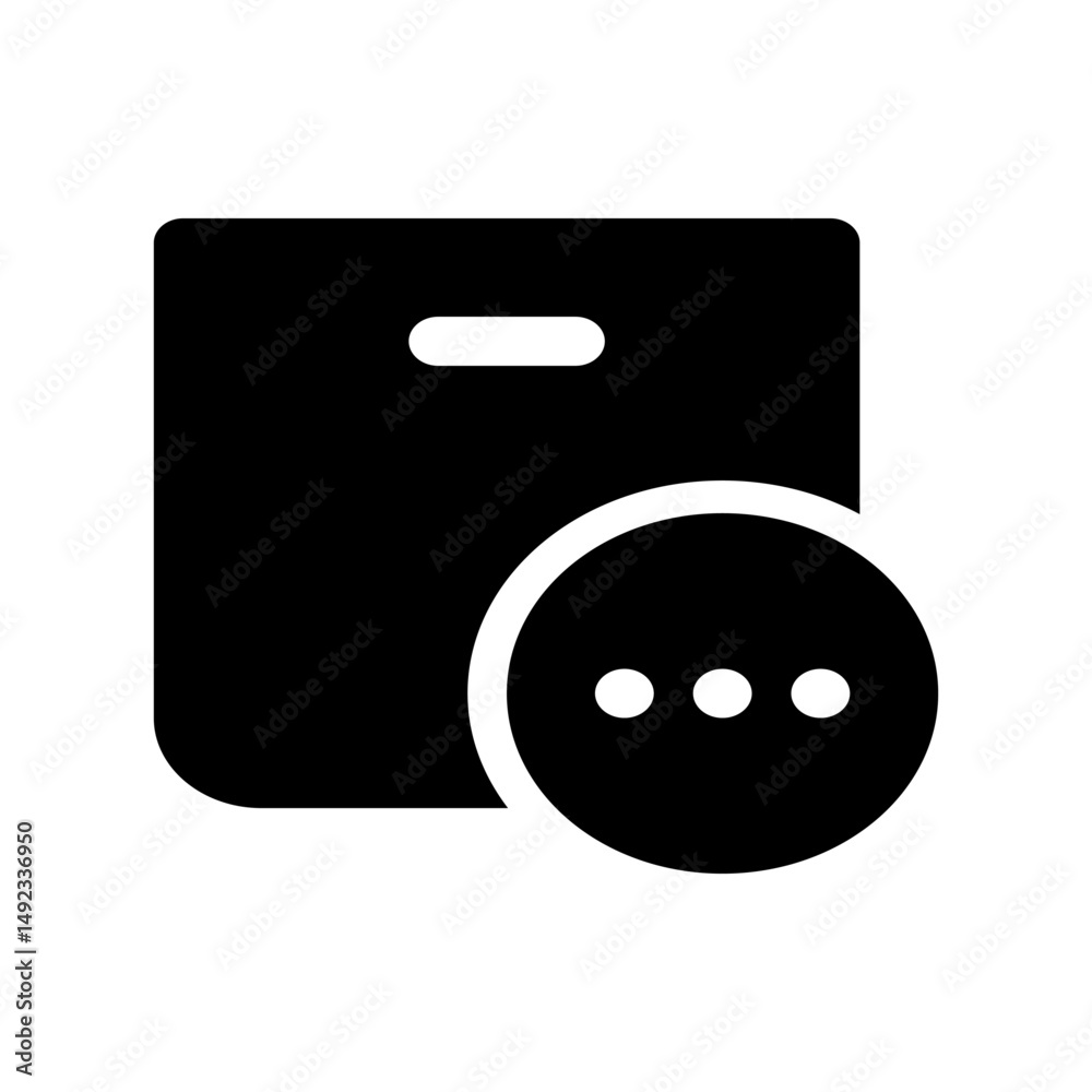 Poster black box with a handle and a circle containing three dots indicating options and settings available