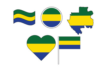 set of badges with flag of Gabon vector illustration