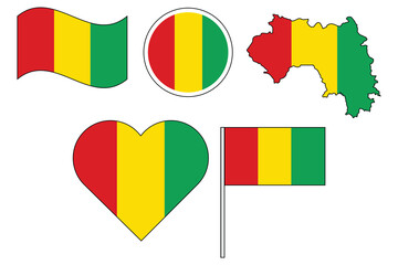 set of badges with flag of Guinea vector illustration