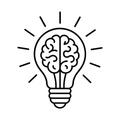 Brain Inside Lightbulb Vector Concept of Smart Thinking