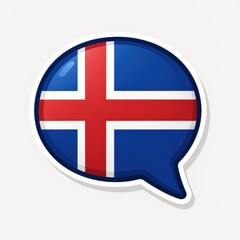 Obraz premium Iceland Flag Speech Bubble Icon for Language and National Identity