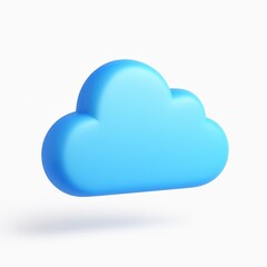 Obraz premium 3D Blue Cloud Icon for Weather and Cloud Computing Concepts