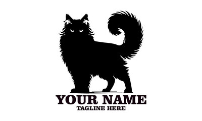 cat maine coon silhouette vector illustration, cat maine coon logo icon and cat maine coon cute vector design