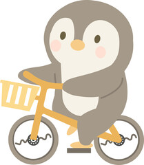 Cartoon Penguin Riding a Bicycle Illustration animal