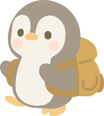 Cartoon Penguin with Backpack Illustration animal
