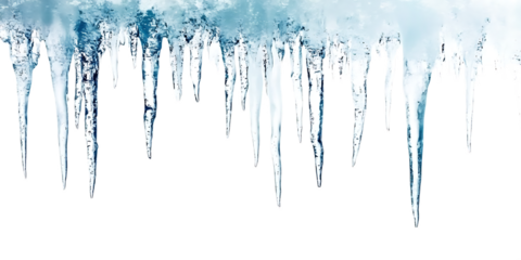 Icicles winter ice frozen snow isolated on a white background png ai generated