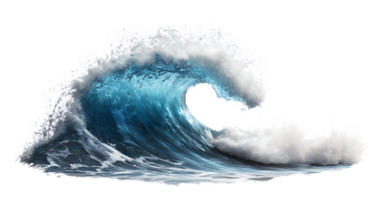 Majestic ocean wave isolated on a white background png ai generated