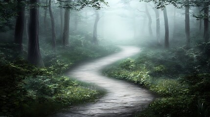 Obraz premium Misty forest path