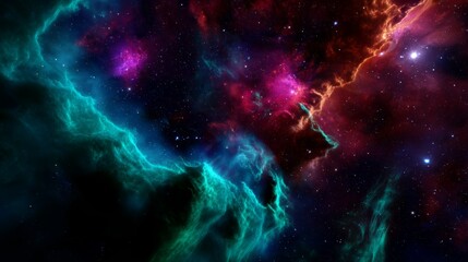 Naklejka premium Vibrant Cosmic Nebula in Deep Space